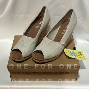 TOMS Women's Tan Cork Wedge Shoes